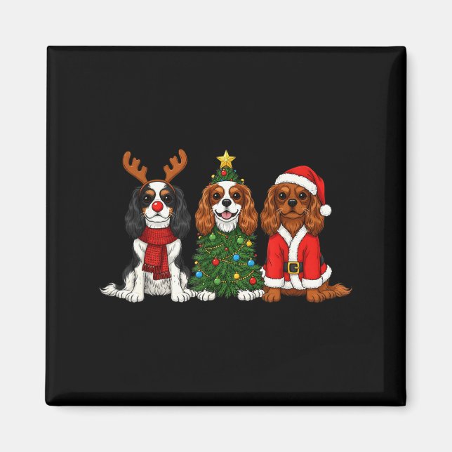 Imã Cavalier King Charles Spaniel Natalino Papai Noel (Frente)