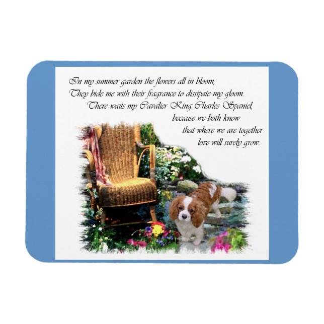 Ímã Cavalier King Charles Spaniel Summer Garden (Horizontal)