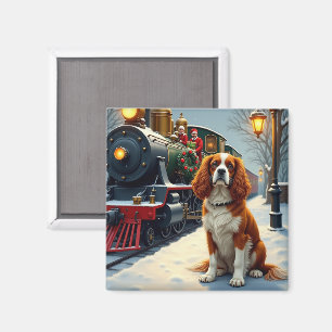 Imã Cavalier King Charles Spaniel Trem de Natal