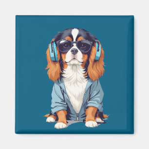 Imã Cavalier King Vestindo Hoodie Funny Legal