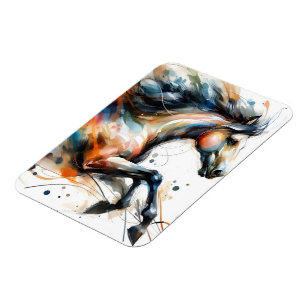 Ímã Cavalo a Correr em Aquarela Abstrata