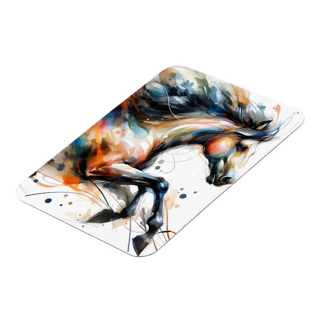 Ímã Cavalo a Correr em Aquarela Abstrata (Left Side)