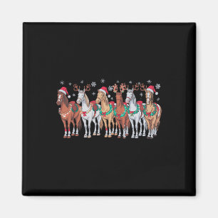 Imã Cavalo Andando Santa Hat Noite Luzes De Natal Lov 