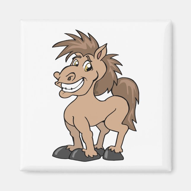 Imã Cavalo Bobo de Cartoon Sorridente (Frente)