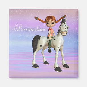 Imã Cavalo bonito & ímã personalizado menina