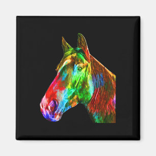 Imã Cavalo Colorido Horse-back Andando Sobre Artsy Ho