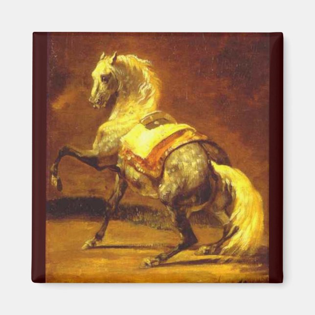 Imã CAVALO DAS CINZAS, castanho amarelo Dourado (Frente)