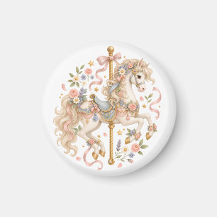 Imã Cavalo de Carrossel Elegante Conto de Fadas Francê