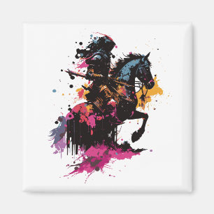 Imã Cavalo de cavalaria de guerra na aquarela