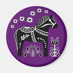 Imã Cavalo de Dala Preto/Branco/Frísia Folk
