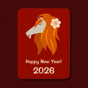 Ímã Cavalo de Fogo 2026 Zodiac, Ano Novo Chinês