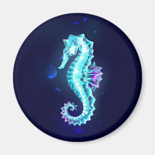 Imã Cavalo de Gelo Cristal em Fundo Azul