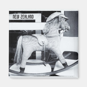 Imã Cavalo de Rocking, Nova Zelândia BW (Imã de gela