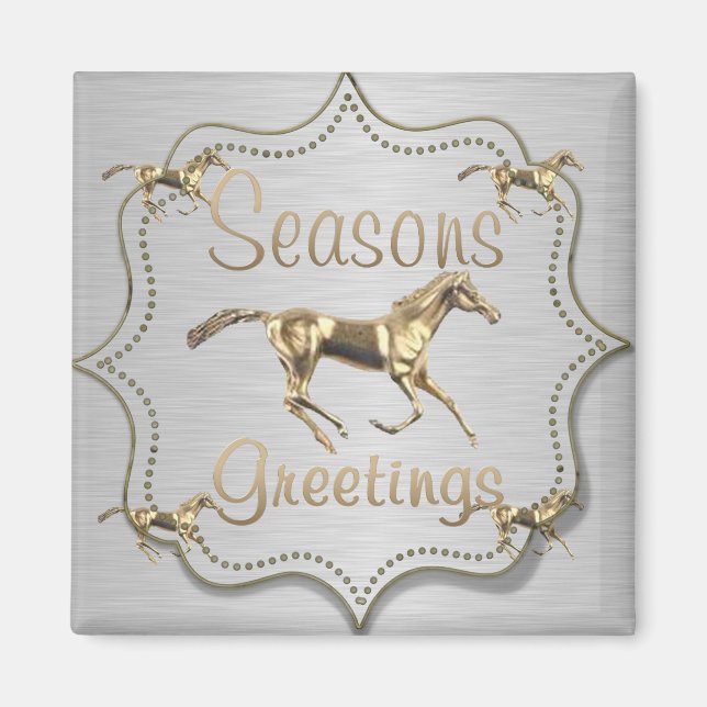 Imã Cavalo Dourado Ocidental No Feriado De Prata (Frente)