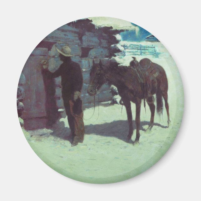 Imã Cavalo e vaqueiro de inverno neve (Frente)
