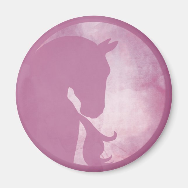 Imã Cavalo em Círculo - Magneta Rosa (Frente)