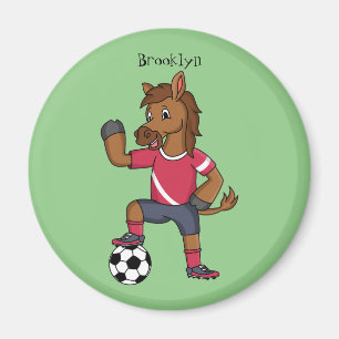 Imã Cavalo engraçado bonito jogando cartoon de futebol