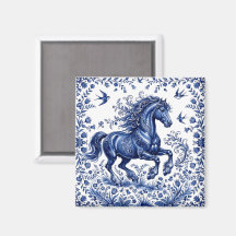 Cavalo Frísio em Prado no Estilo Delftware de Delf