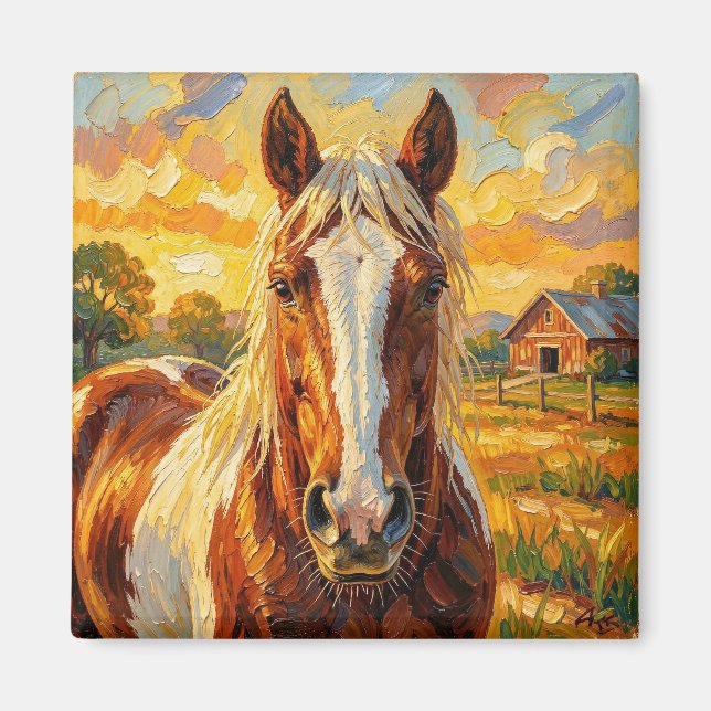 Imã Cavalo Impasto numa Fazenda   (Frente)