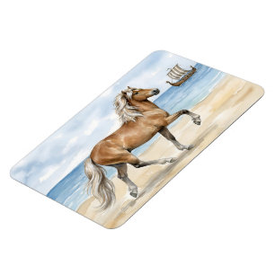 Ímã Cavalo islandês Fjara aquarela na praia