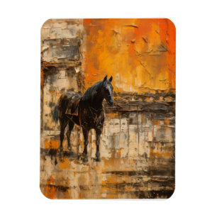 Ímã Cavalo Majestoso em Abstrato Sunset