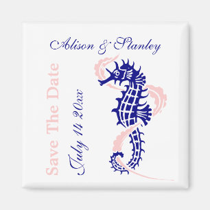 Imã Cavalo-marinho azul-marinho, rosa casamento Save t