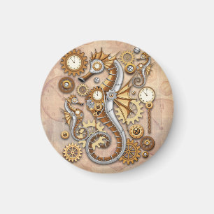 Imã Cavalo-Marinho Steampunk Arte Surrealista Vintage