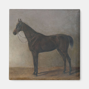 Imã Cavalo Marrom escuro (Arte Animal Vintage)