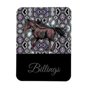 Ímã Cavalo na design de matiz/nome roxo