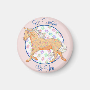 Imã Cavalo Palomino Laranja (rosa/azul)
