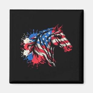 Imã Cavalo patriótico arte splash bandeira americana P