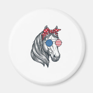 Imã Cavalo Patriótico Com Óculos De Sol De Bandeira Vi