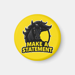 Imã Cavalo Preto Ousado com Texto Motivacional