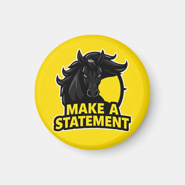 Imã Cavalo Preto Ousado com Texto Motivacional (Frente)