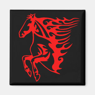 Imã Cavalo selvagem do mustang vermelho flamejante do