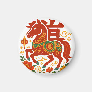 Imã Cavalo sortudo Vermelho Chinês 2026