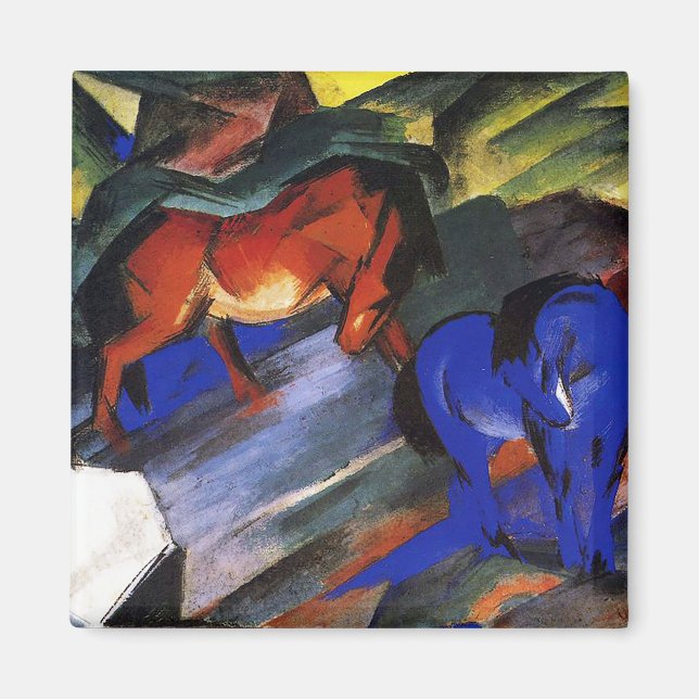 Imã Cavalo vermelho e azul de Franz Marc (Frente)
