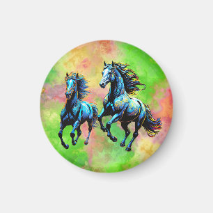 Imã Cavalos Galopantes na Manhã Mist
