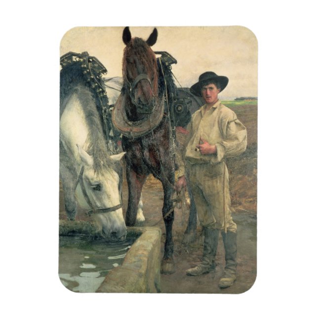 Ímã Cavalos no guincho de água, 1884 (óleo na canvas) (Vertical)