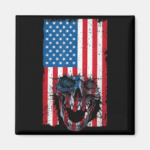 Imã Caveira de Açúcar Bandeira Americana Vintage Dia d