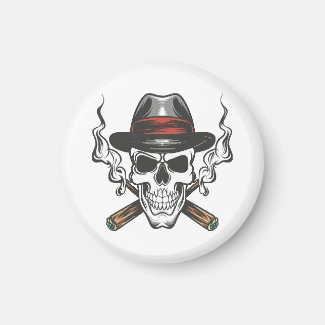 Imã Caveira de gângster com chapéu fedora (Frente)