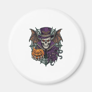 Imã Caveira de Halloween Chapéu Alto Asas de Morcego A