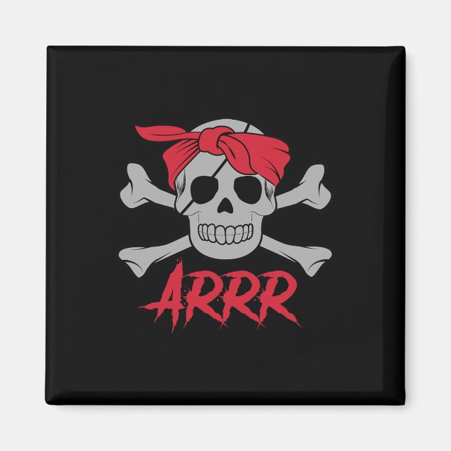 Imã Caveira de Morto Pirata com Patch de Olho Hallowee (Frente)