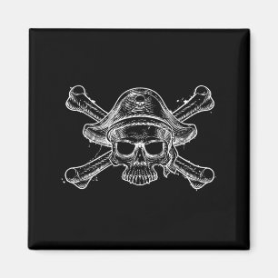 Imã Caveira de Pirata Antiga e Esqueleto de Ossos Cruz