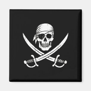 Imã Caveira de pirata e ossos cruzados esqueleto hallo