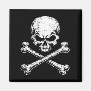 Imã Caveira de pirata ossos cruzados halloween jolly r
