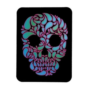 Ímã Caveira de Teardrop-Candy em Azul, Verde e Rosa