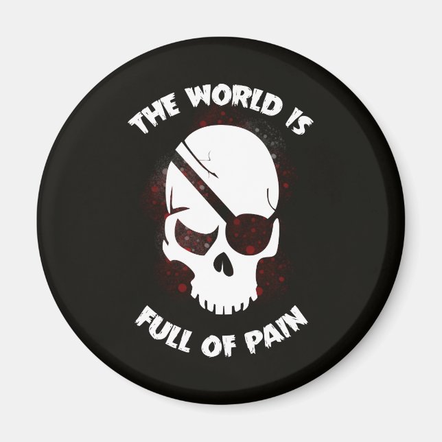 Imã Caveira do Halloween Preto Escuro (Frente)