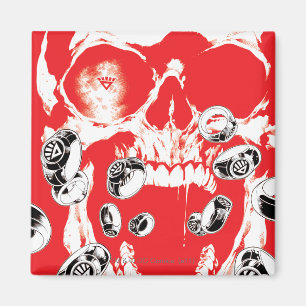 Imã Caveira e anéis - Vermelho