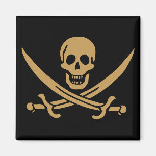 Imã Caveira e Cutelo de Ouro Asteca Pirata Calico Jack